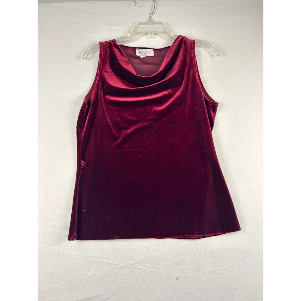 Maria Gabrielle New York Womens Burgundy Velvet Cowl Neck Sleeveless Top Size M
